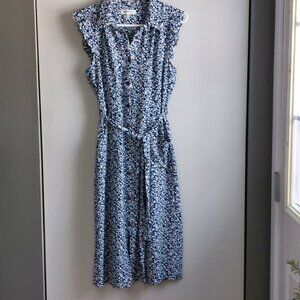 Monteau Blue & White Floral Dress Size Medium